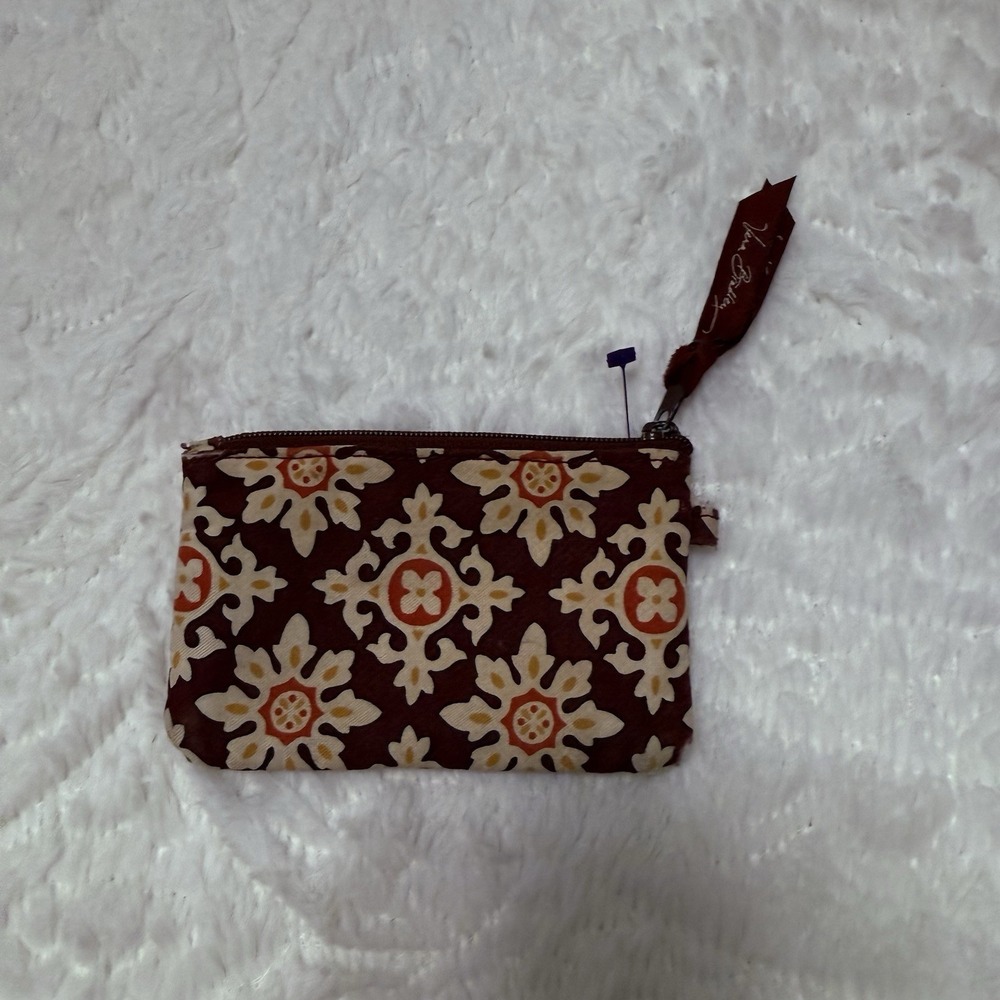 Vera Bradley Retired Medallion Zip Wallet Key Chain Paisley Maroon